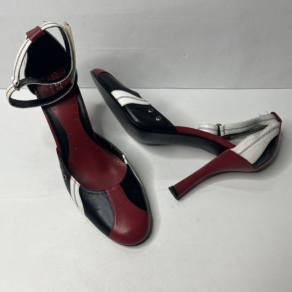 Guess by Marciano Black Red Leather Slingback 4.5” Heels Women’s Size 10M